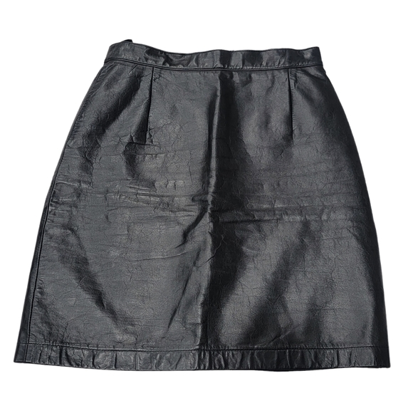 Wilsons Suede & Leather Genuine Vintage Black Leather Pencil Skirt 8 - Picture 1 of 9